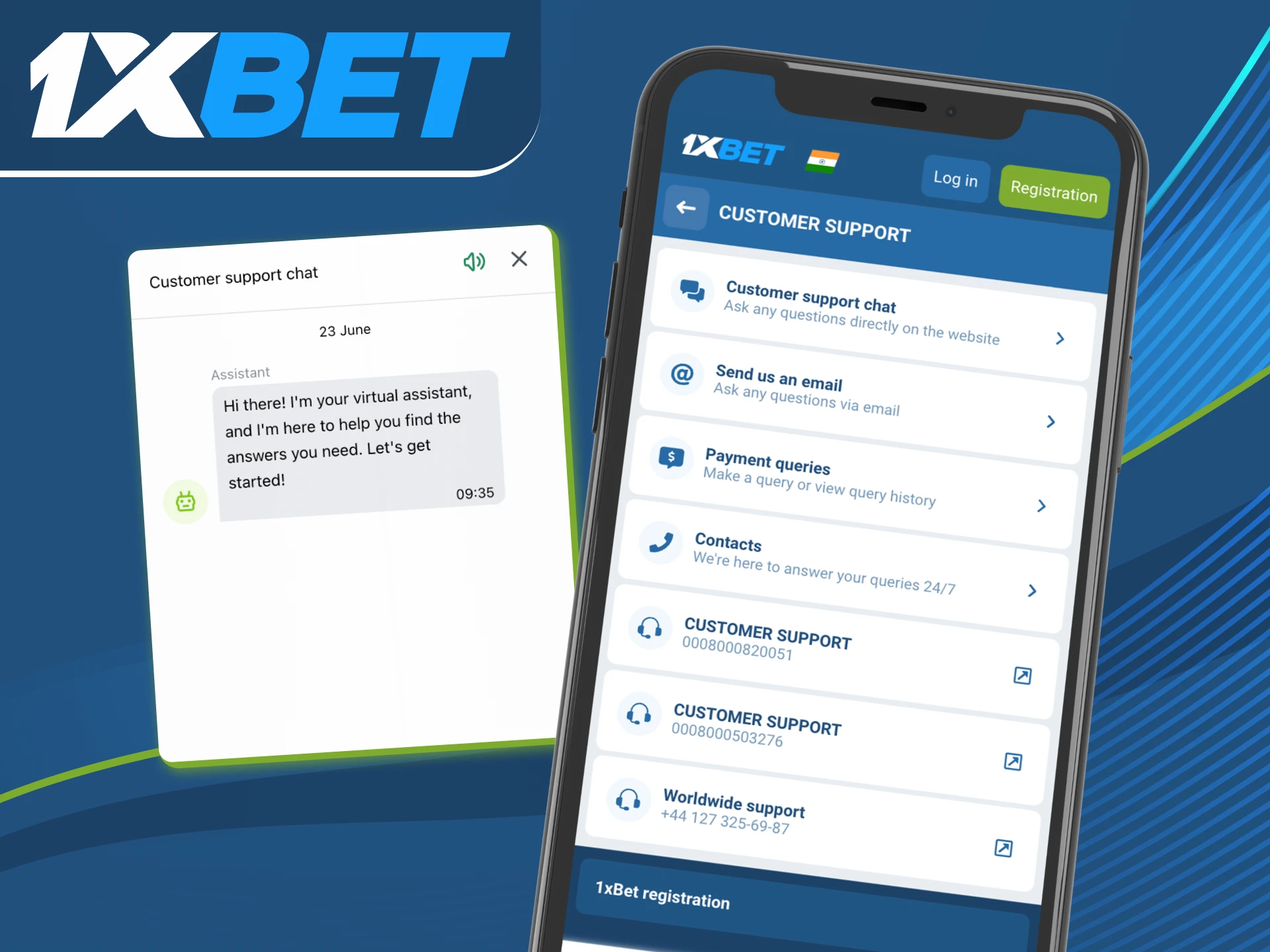 How can I contact 1xbet online casino support.