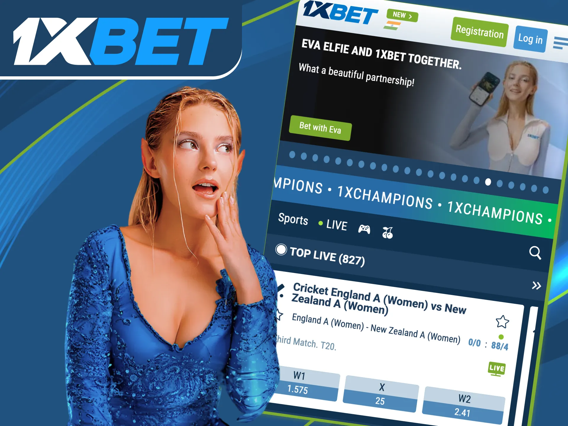 Eva Elfie invites you to play at 1xBet.