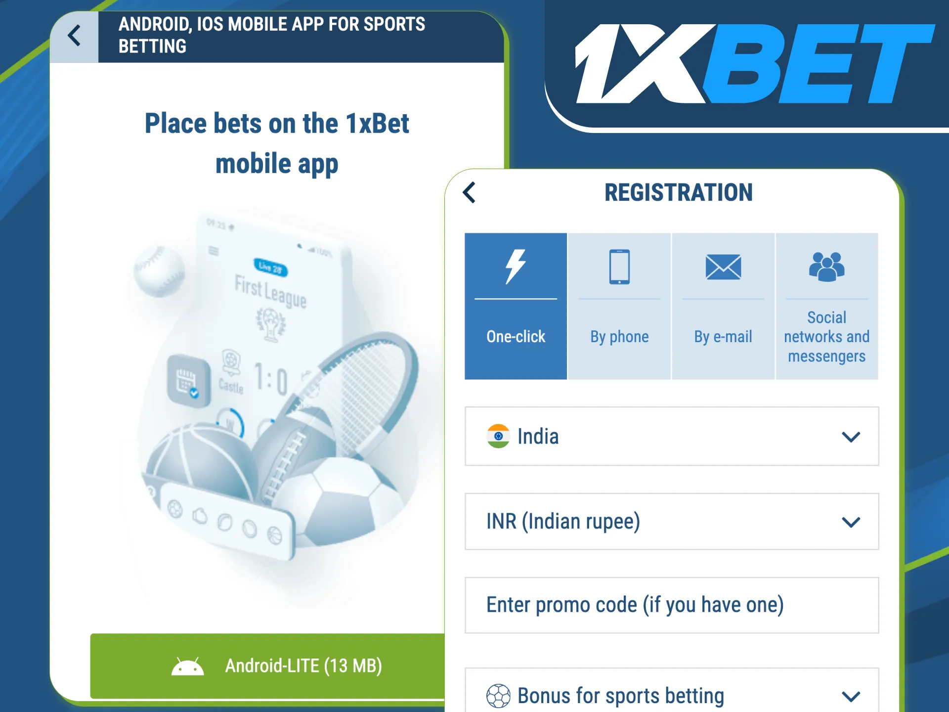 Get started easily with the 1xBet app.