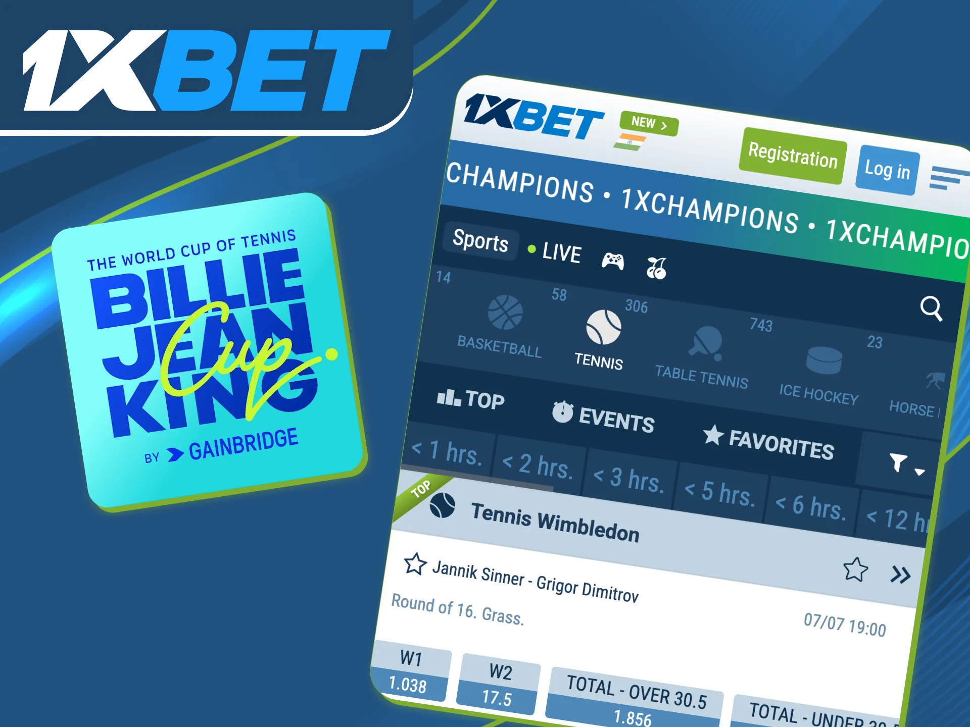 1xBet celebrates champions with the Billie Jean Cup.