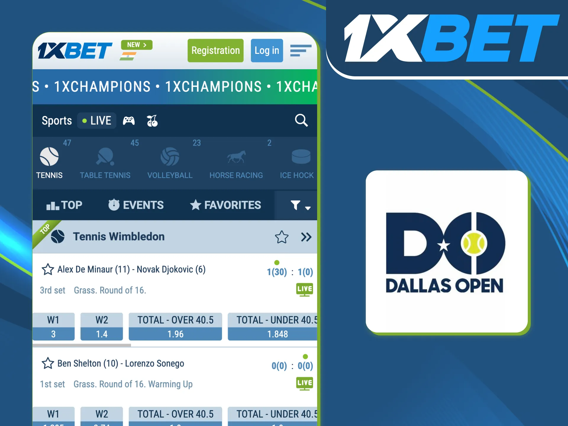 Serve winning bets during the Dallas Open with 1xBet.
