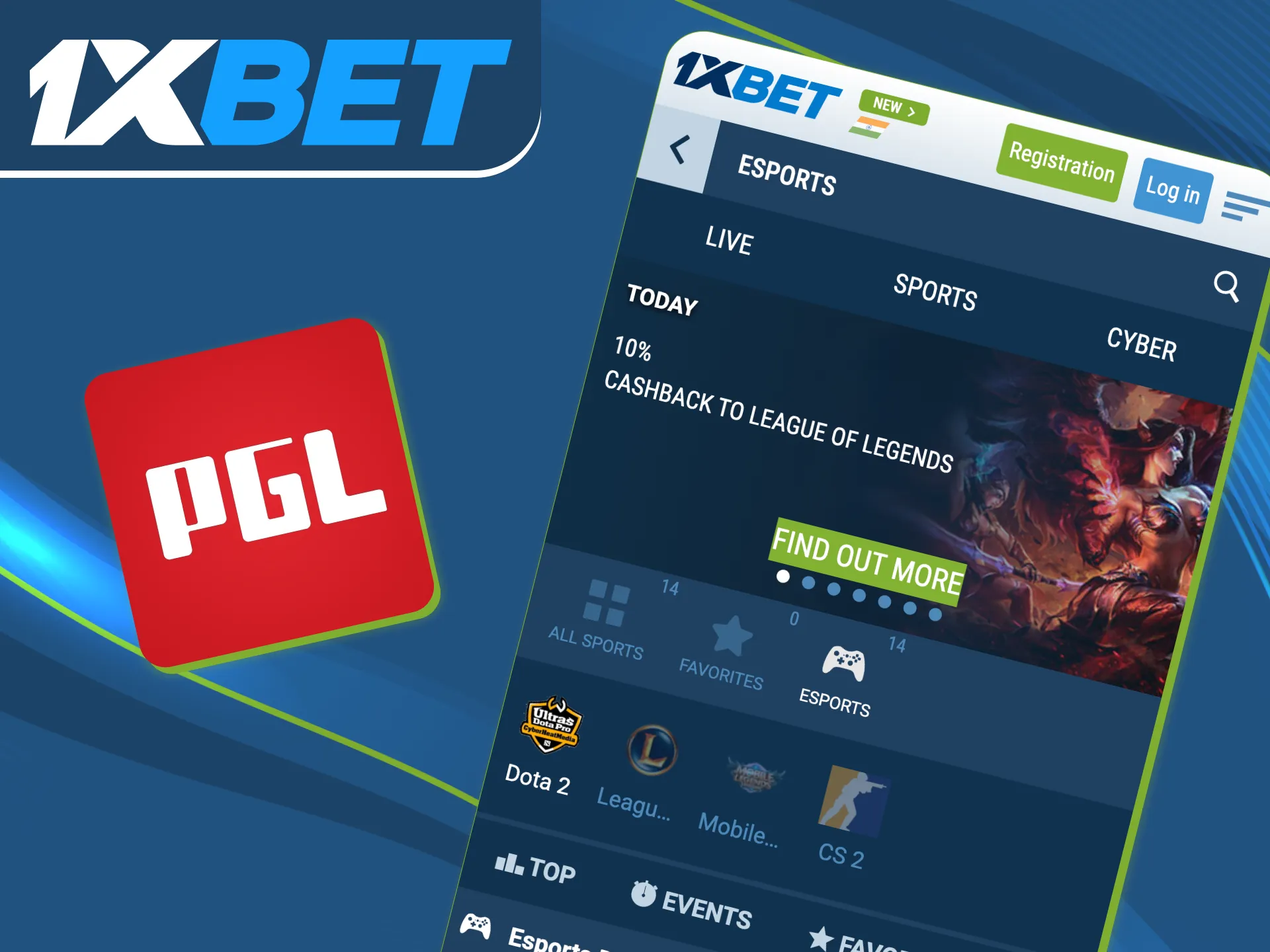 Step into competitive gaming with 1xBet PGL events.